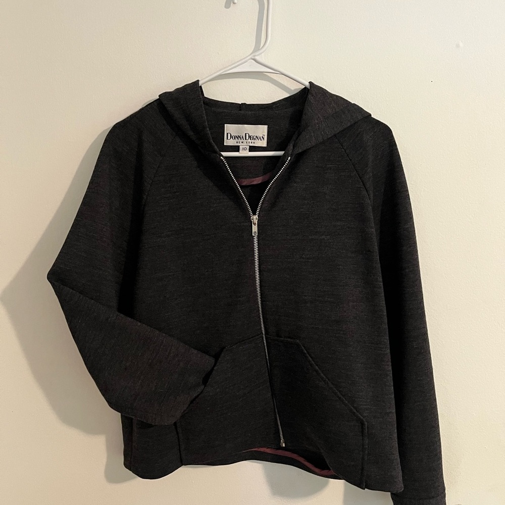 Donna Degnan charcoal grey zip-up hoodie